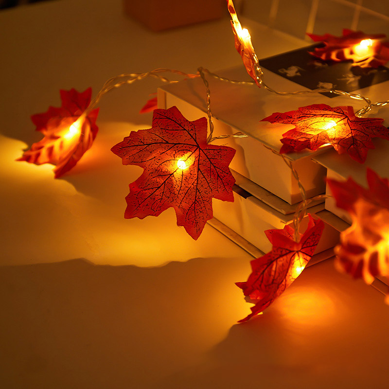 Fairy LED Maple Leaves String Battery/USB Powered Fall Autumn Plants Garland Fence Party Stair Railing Decoration 2M/3M