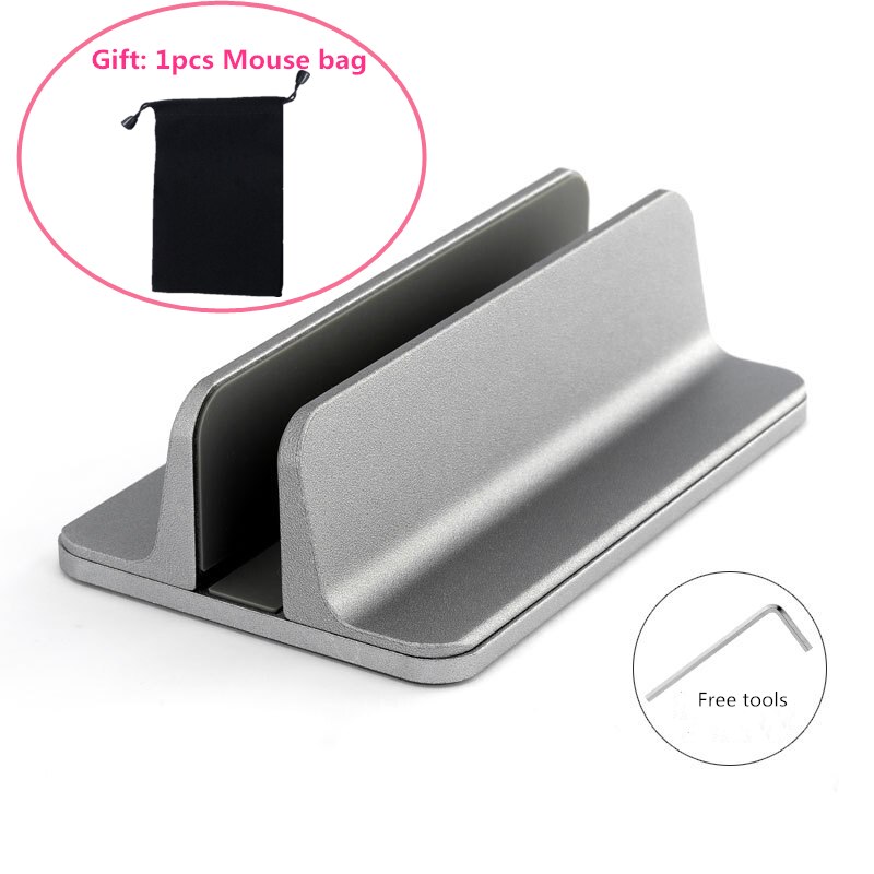 Aluminium Ruimtebesparend Laptop Verticale Laptop Stand Houder Voor Macbook Air Pro Aluminium Opvouwbare Notebook Standaard Computer Laptop: Single-Grey