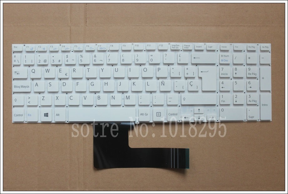 Spanish Keyboard for SONY Vaio SVF152C29V SVF153A1QT SVF15A100C SVF152100C White SP Laptop Keyboard