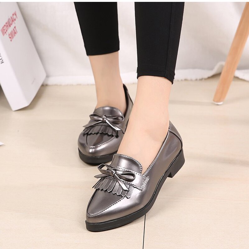 MCCKLE Frauen niedrig Fersen Bowtie Plattform Damenschuhe Fransen klobig Hacke Flacher Schuh Freizeitschuhe Oxford Schuhe Frau