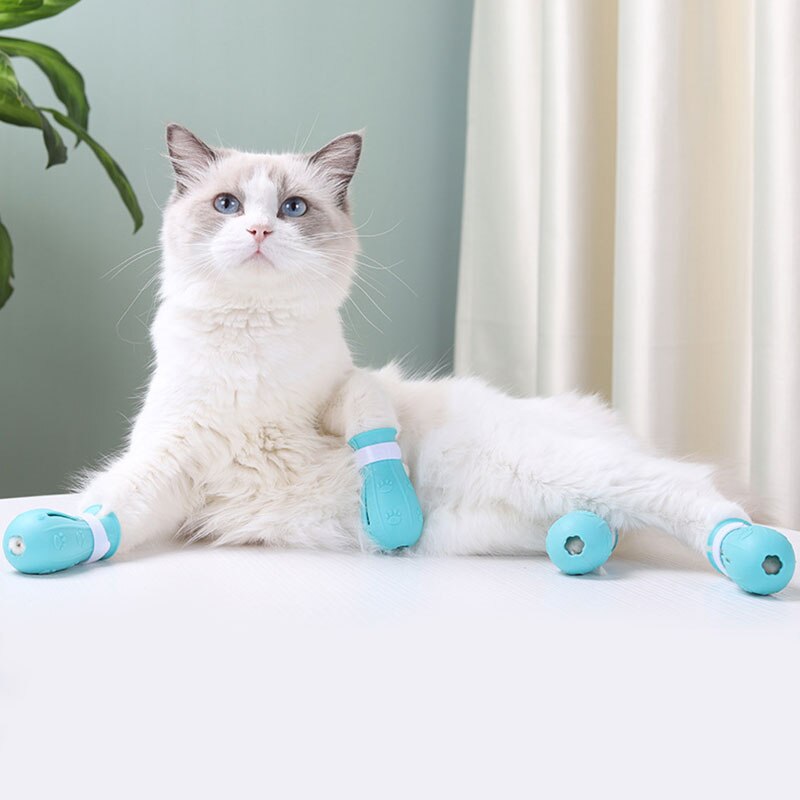 Siliconen Kat Voet Covers Grooming Supplies Baden Anti-Kras Schoen Katten Verstelbare Laarzen Bad Wassen Claw Paw Cover Protector