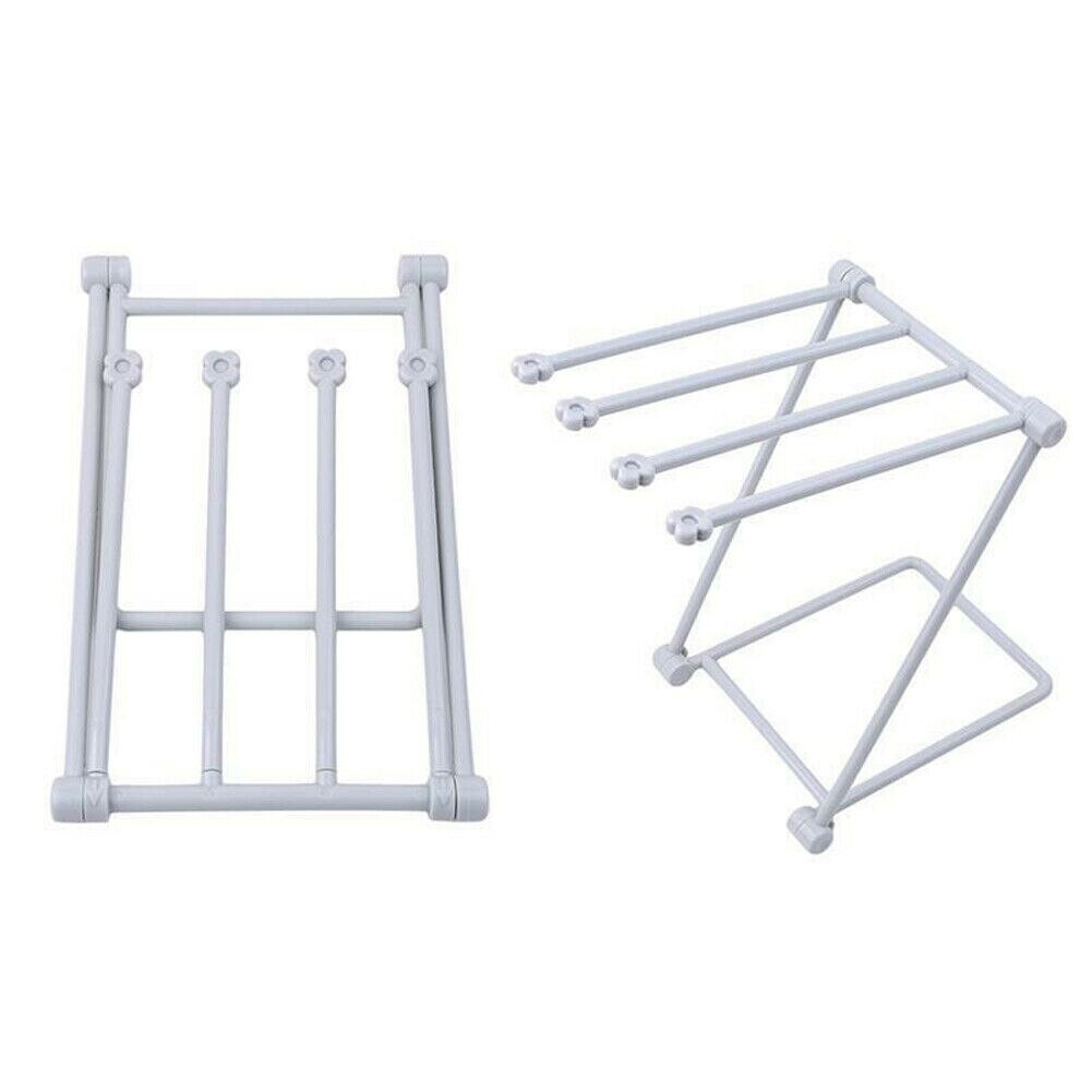 Foldable Drying Rack Shelf Towel Cloth Holder Bathroom Rack Kitchen Storage Organizer: Gray