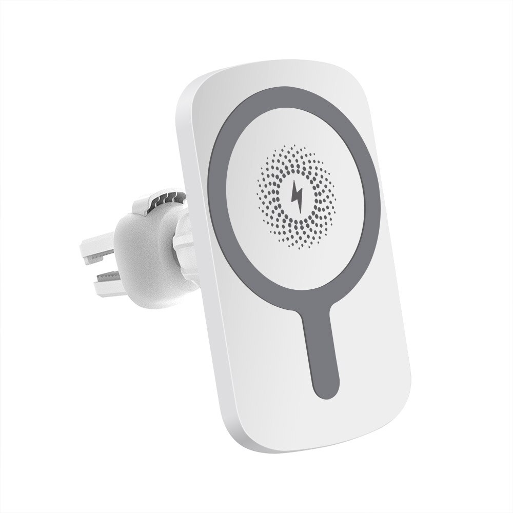 FDGAO 15W Magnetic Wireless Car Charger - For iPhone 12 Series - Air Vent Mount - Qi Fast Charging Stand: White