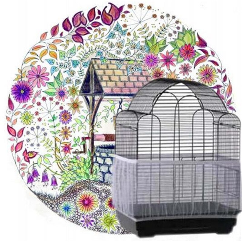 Vogelkooi Netto Vogelkooi Cover Shell Rok Netto Eenvoudige Reiniging Zaad Catcher Guard Vogelkooi Accessoires Luchtige Mesh Papegaai