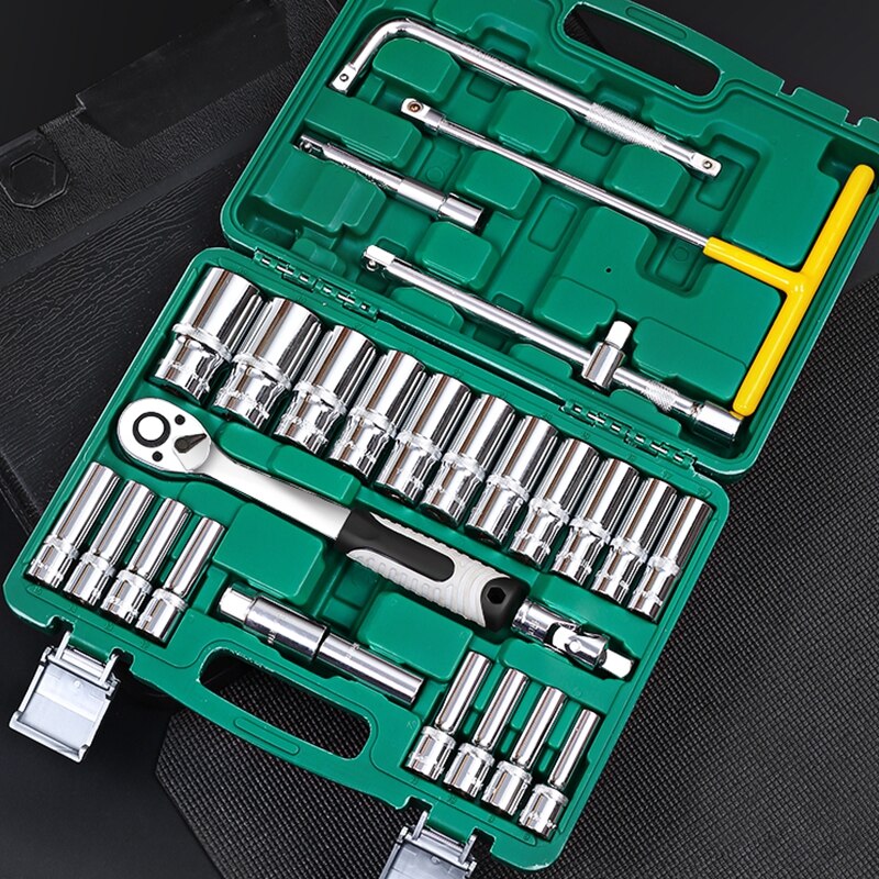 Socket Ratchet Car Repair Tool Wrench Set Head Ratchet Pawl Socket Spanner Screwdriver Metalworking Tool Kit