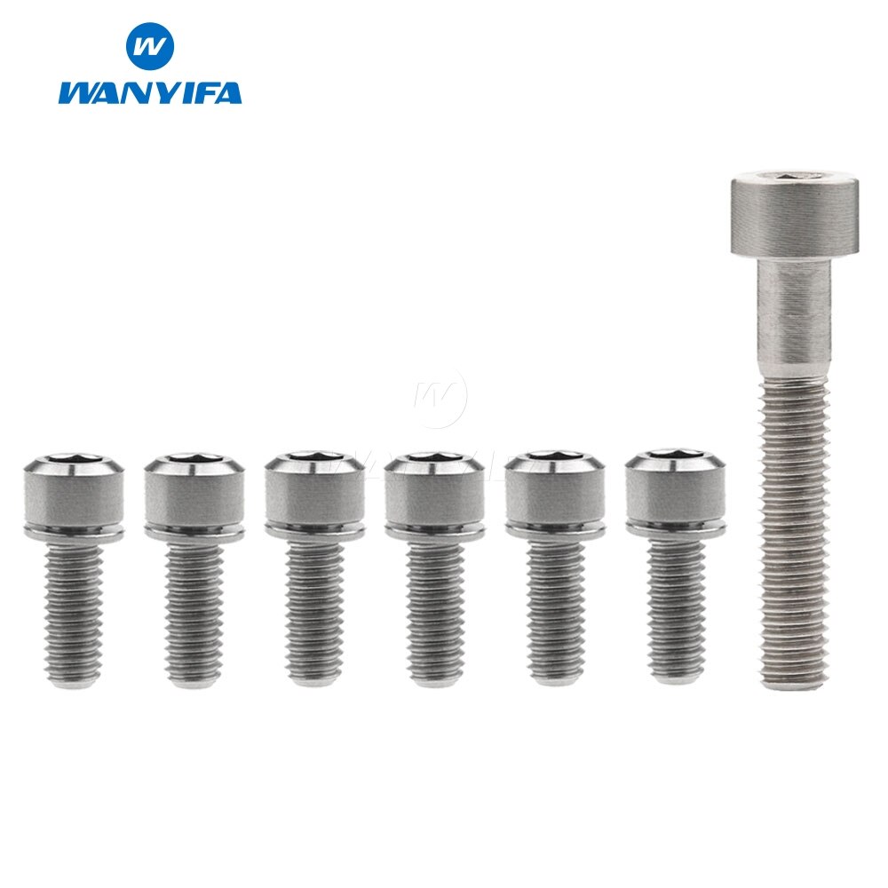 Wanyifa 6Pcs M6x16 18 20 25mm Titanium Bolt with Washers + 1Pcs M6x35mm Column Head Ti Titanium Screws Bolts: M6x16mm Titanium
