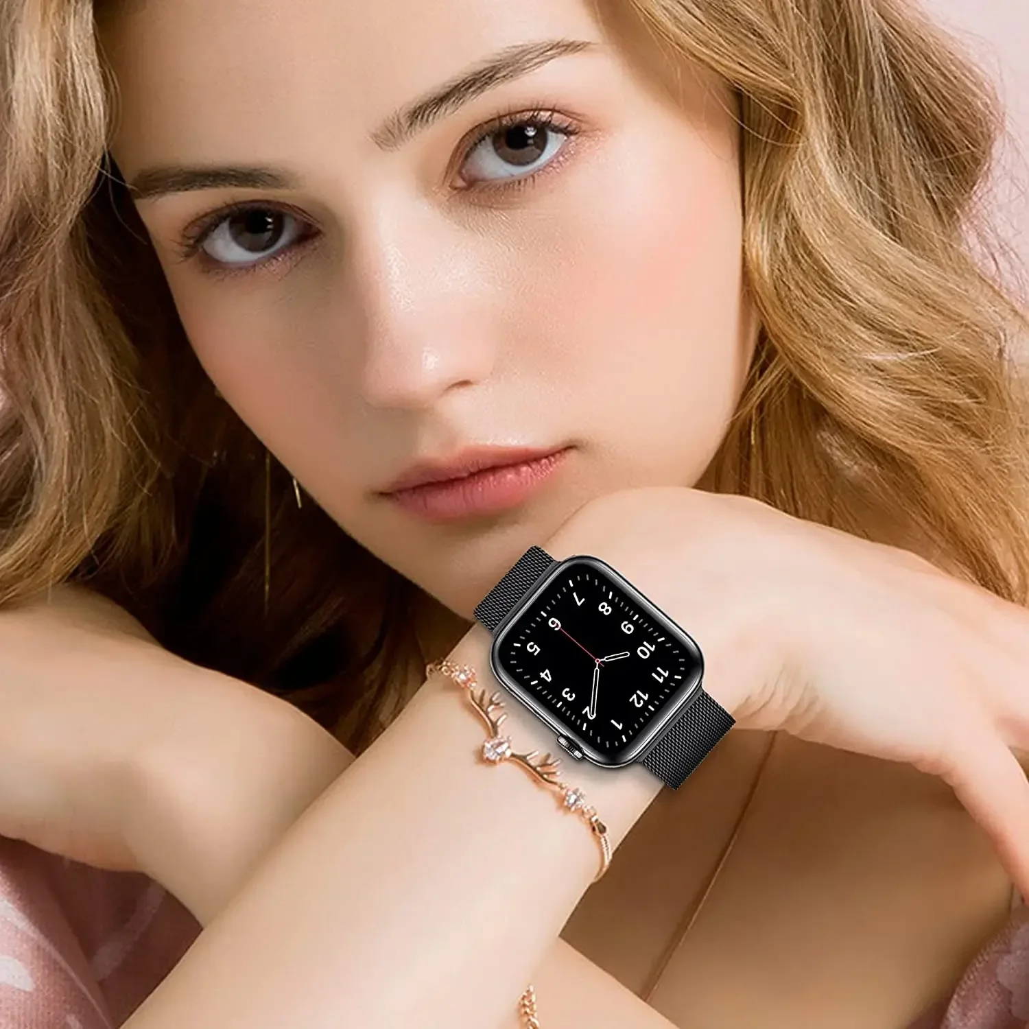 Correa milanesa para Apple Watch Ultra2 49mm 10 9 8 7 46mm 45mm 41mm 6 5 4 SE 44mm 40mm Metal magnético doble sección IWatch 3 42mm