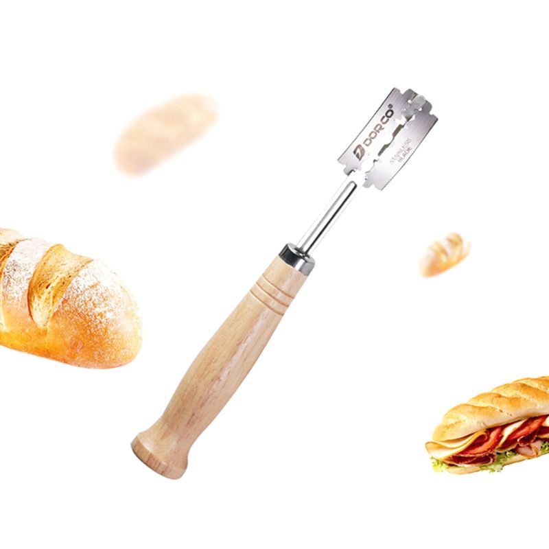 Specialiteit Brood Arc Gebogen Mes Houten Handvat 4 Stuks Vervanging Messen Westerse Baguette Snijden Franse Toast Bagel Cutter