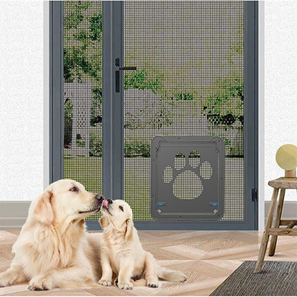 Empreinte chien animal chat écran porte verrouillable magnétique Anti-morsure fenêtre portail extérieur pour chiot chaton accès gratuit à la famille Durable