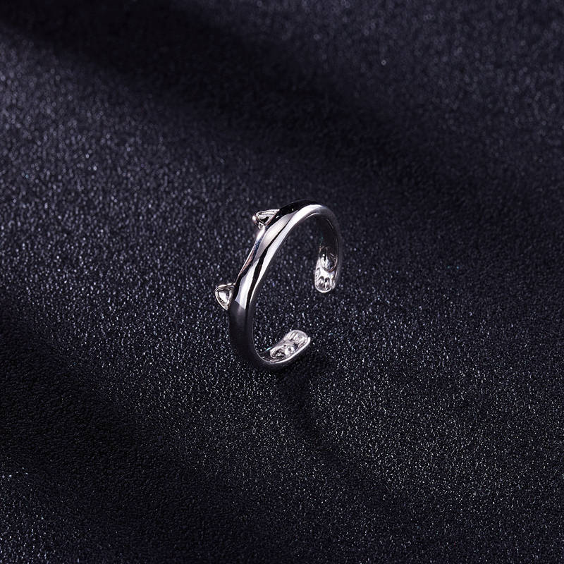 Leuke Zilveren Kleur Kat Oor Open Ringen Voor Vrouwen Mode Metalen Vinger Meisjes Partij Sieraden Verstelbare Animal Manchet Ring Mooie