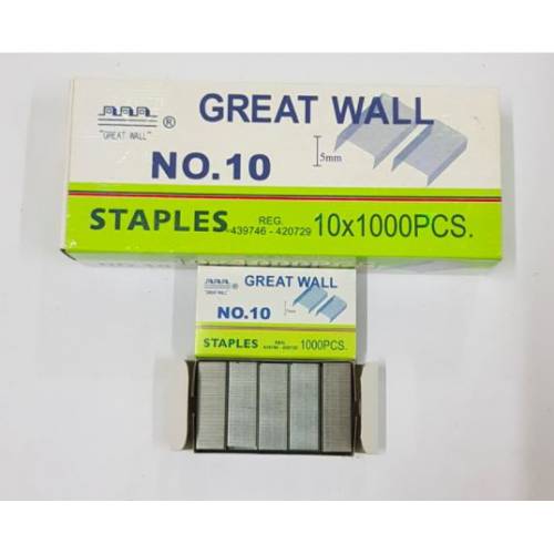 STAPLE WIRE GREAT WALL NO:10 WHITE 2 BOX (1000 X10)X2
