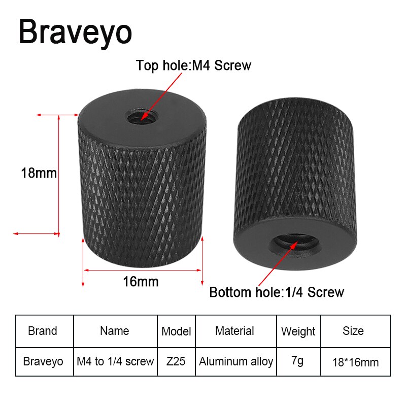 Dubbele Moer Adapter Schroef 1/4 M4 M5 M6 M8 M10 Camera Schroef Statief Balhoofd Monpod Mount Schroef Voor Dslr live Flash Bracket: Z25 1PC