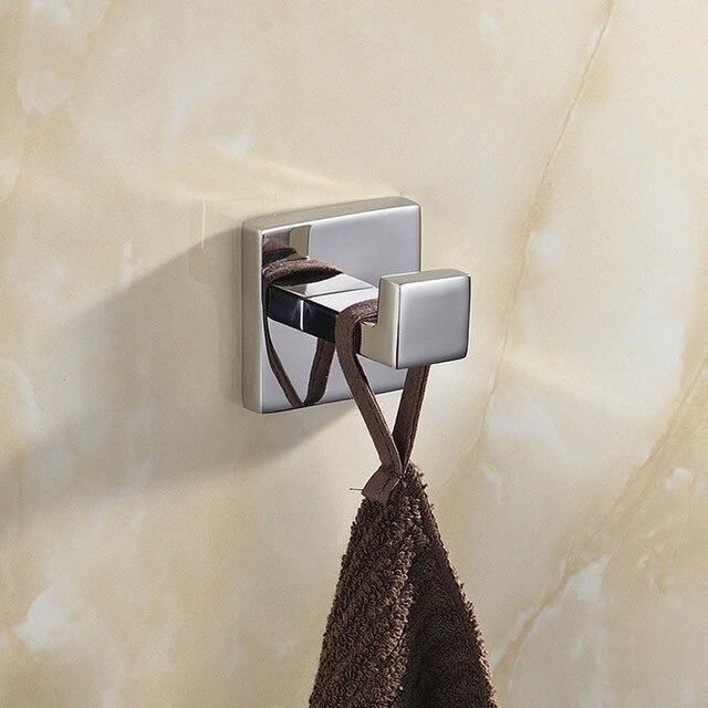 SUS 304 Stainless Steel Bathroom Accessories Set Robe Hook Towel Bar And Mirror Polished Toilet Paper Holder Clothes: Robe Hook