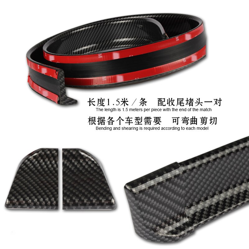 Universal tagspoiler 1.5m bil-styling 5d kulstof gummi hale spoiler pu lodning diy refit spoiler egnet til alle typer biler