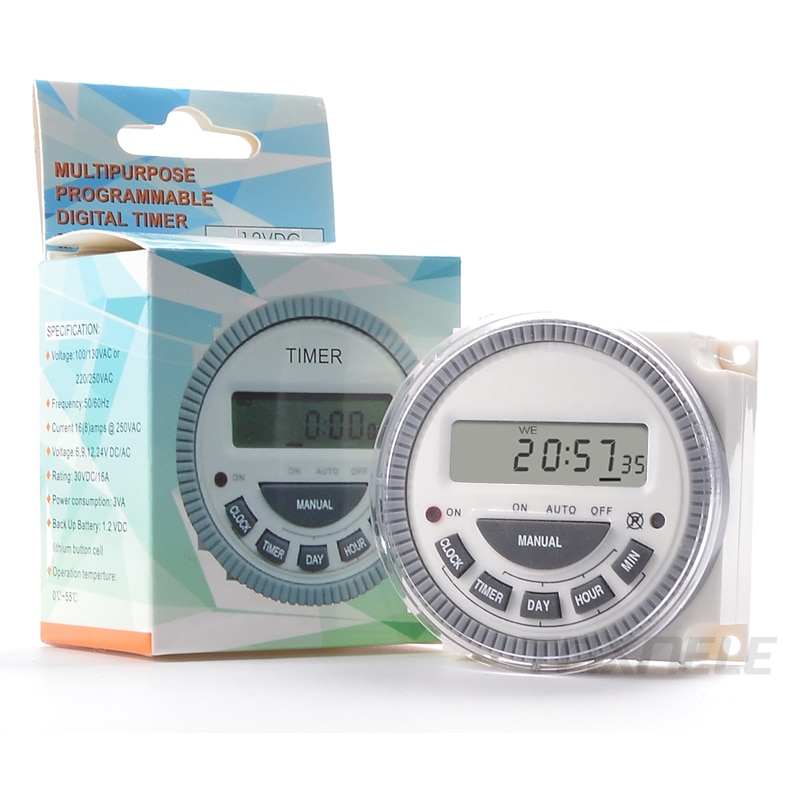 Digital Timer Switch TM619 AC220V 16A Weekly Programmable Time Switch Relay LCD Timer Hour Minute Count