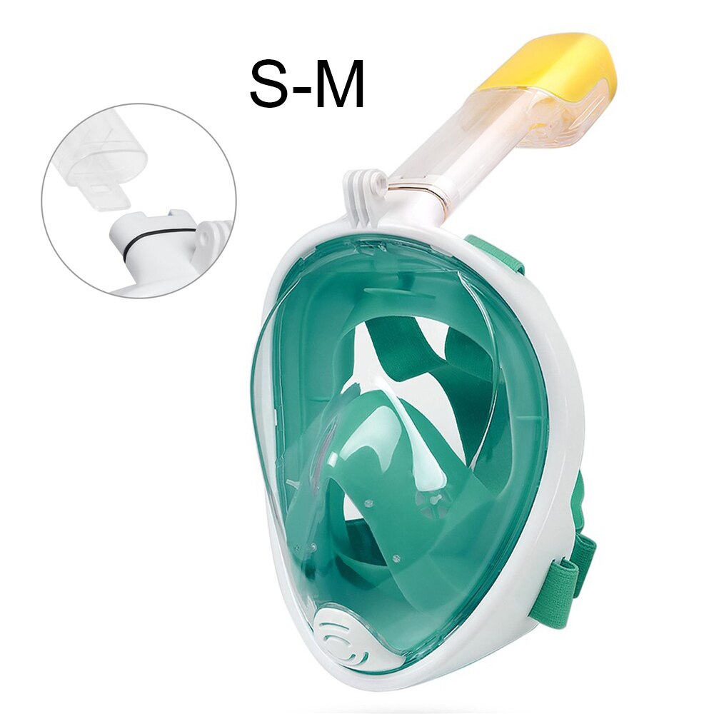 Diving Mask Scuba Mask Underwater Anti Fog Full Face Snorkeling Mask Women Men Kids Swimming Snorkel Diving Equipment: Flat Green S-M