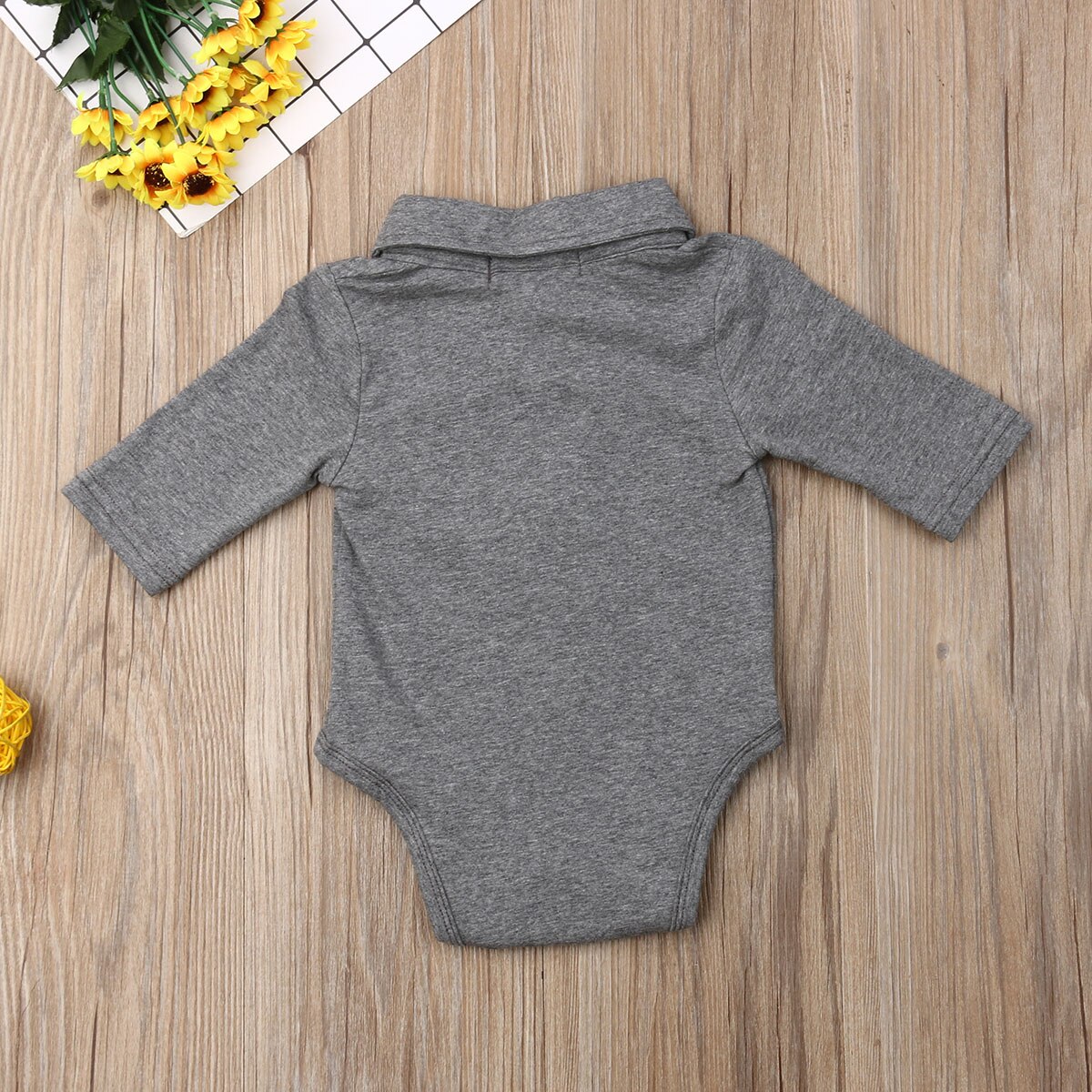 Baby Autumn Clothing Infant Baby Boy Gentleman Solid Formal Bodysuit Short Sleeve Turn Down Collar Shirts Jumpsuit Tops