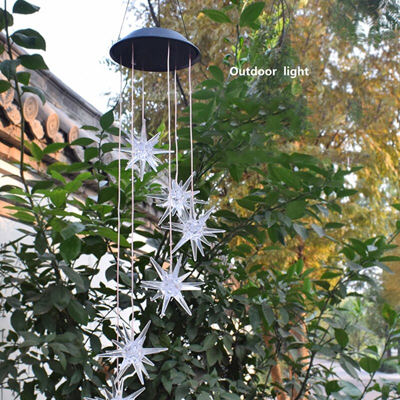 Led Solar Light Sea Urchin Wind Chimes Light Home Garden Hanging Lamp Decor Wind Chime Hanging Lamp String Solar Lights