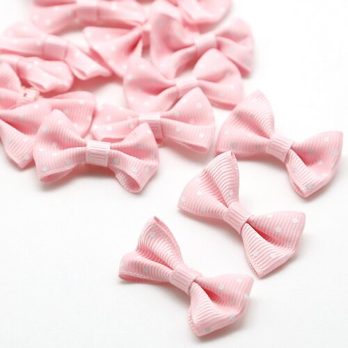 Mini lazo de cinta de satén hecho a mano para manualidades, decoración de pajarita y horquillas para niños, 4x2,5 cm, 25 unids/lote: Pink
