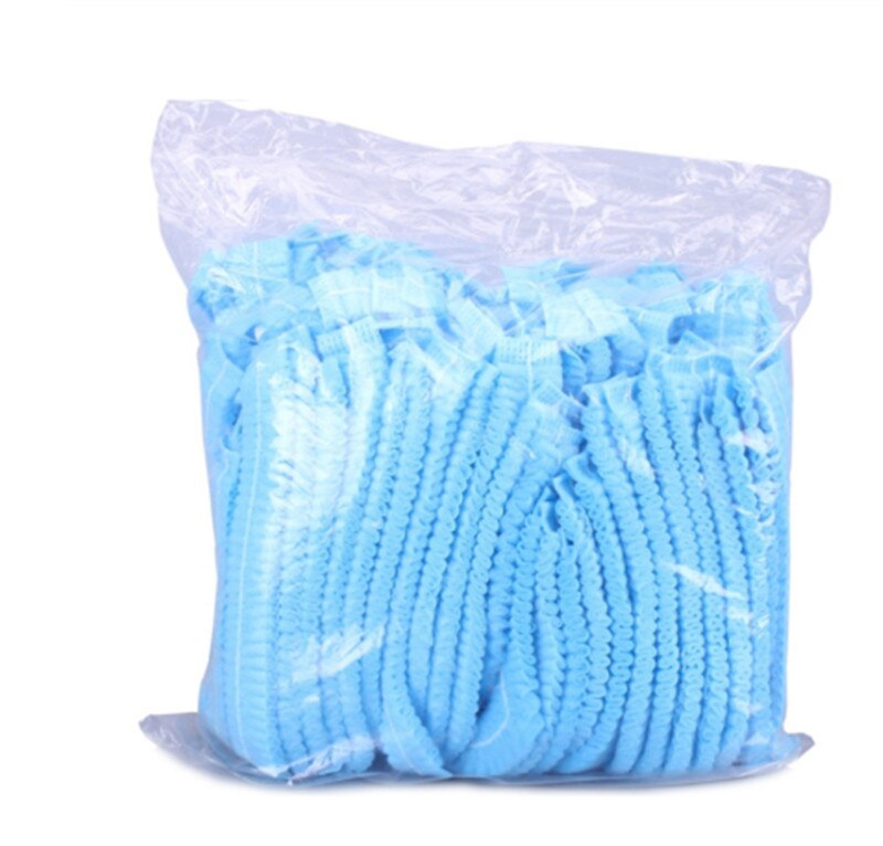 Gorro de ducha desechable no tejido para hombre y mujer, gorro de pelo plisado elástico para Spa, salón, baño, barbería y Hotel, 10 Uds.: Azul