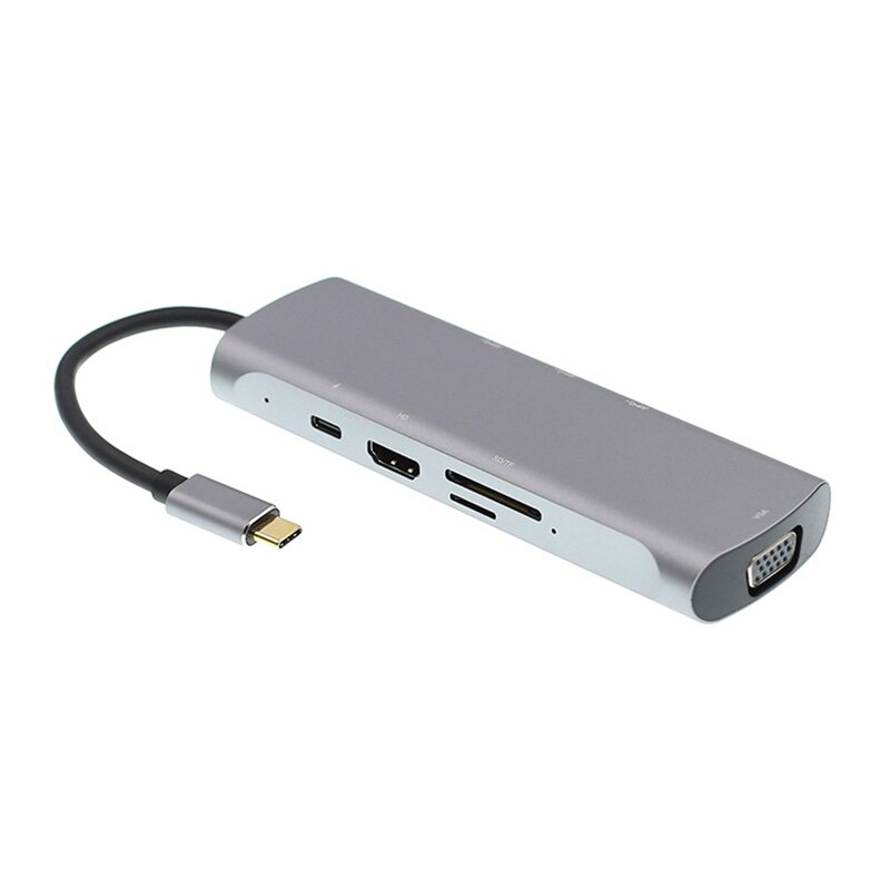 USB C Hub Adapter 8 in 1 USB C zu VGA 4K HDMI TF/SD Kartenleser PD Ladung USB 3,0 Docking Bahnhof für Mac Profi: Ursprünglich Titel