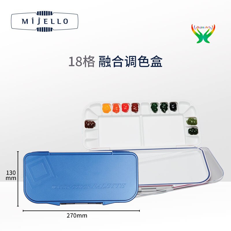 Mijello Aquarel Geïmporteerd Uit Korea Hydrateert 24/33 Doos Draagbare Kleurenpalet, Kleurenpalet, Olieverf Acryl Palet: 18 grids (blue)