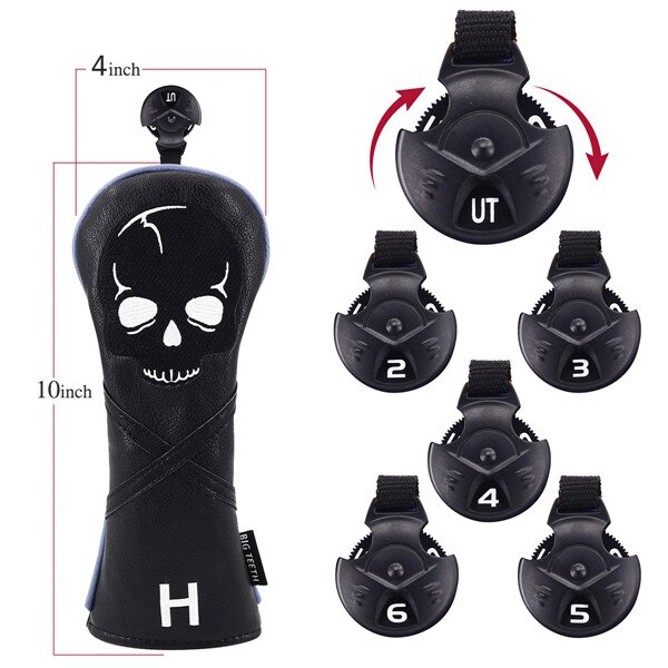 Big Teeth Golf Wood Head Covers Headcover Skull Driver FW UT Headcovers: Hybrid Cover