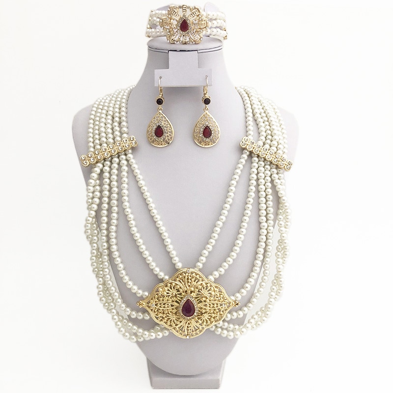 african bridal golden pearl accessories luxury
