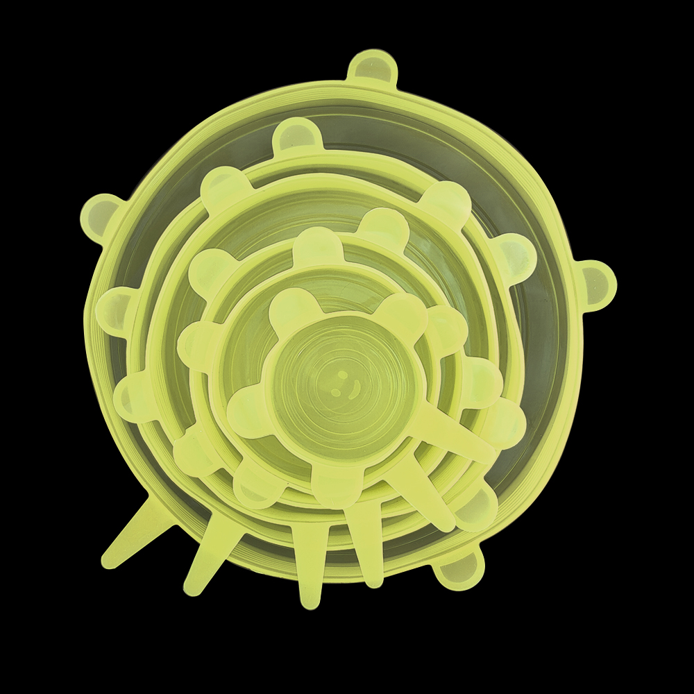 6 Pcs Silicone Stretch Lids Keeping Fresh Seal Reusable Bowl Pot Lid Cover Pan Cooking Eco-Friendly Kitchen Accessories: Yellow