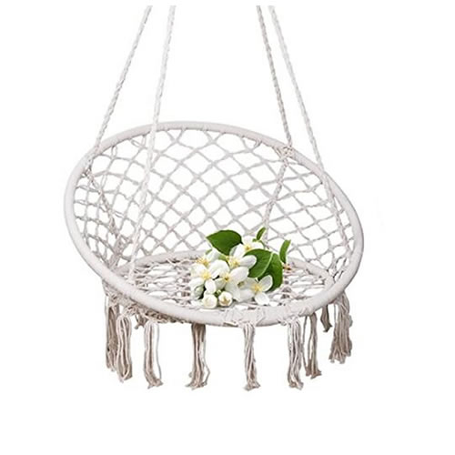 Hamac de lit-balançoire en macramé pour enfants, fait à la main, intérieur et extérieur, Beige: 01