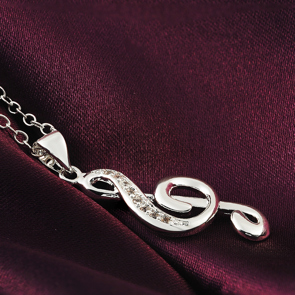 Mode Eenvoudige 925 Zilveren Ketting Muzieknoot Hanger Zilveren Ketting Bruiloft Bruiloft Sieraden