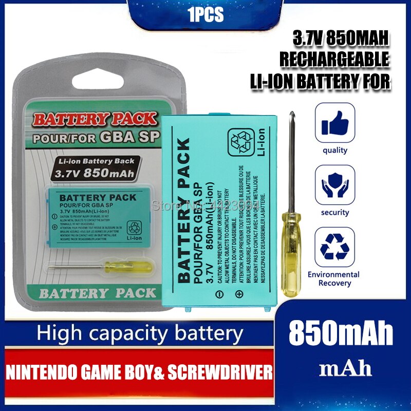 1Pcs 3.7V 850Mah Oplaadbare Lithium-Ion Batterij + Tool Pack Kit Voor Nintendo Gameboy Advance Gba sp