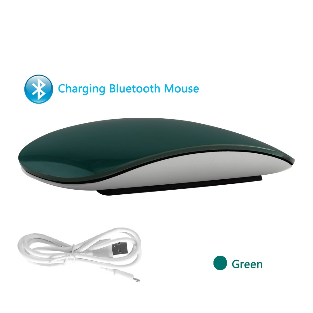 Bluetooth Mouse Arc Touch Magic Mouse Ultra Thin Wireless Ergonomic Silent Mice Rechargeable Optical Mause For Laptop Macbook: Green Magic Mouse 2