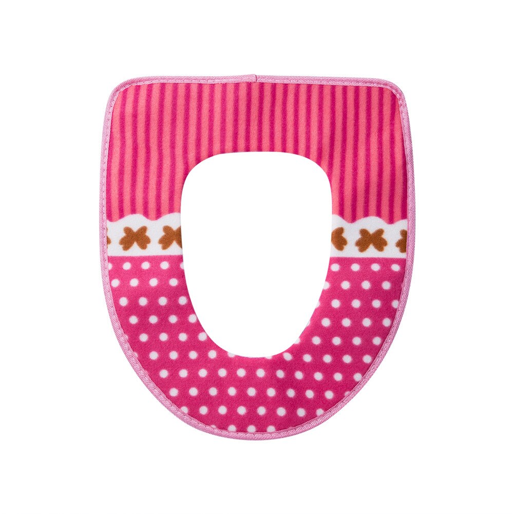 Warm Soft Toilet Cover Seat Lid Top Cover Pad Bathroom Warmer Toilet Seat Bowl Soft Zipper Flower Washable Toilet Seat Cover: Rose Red