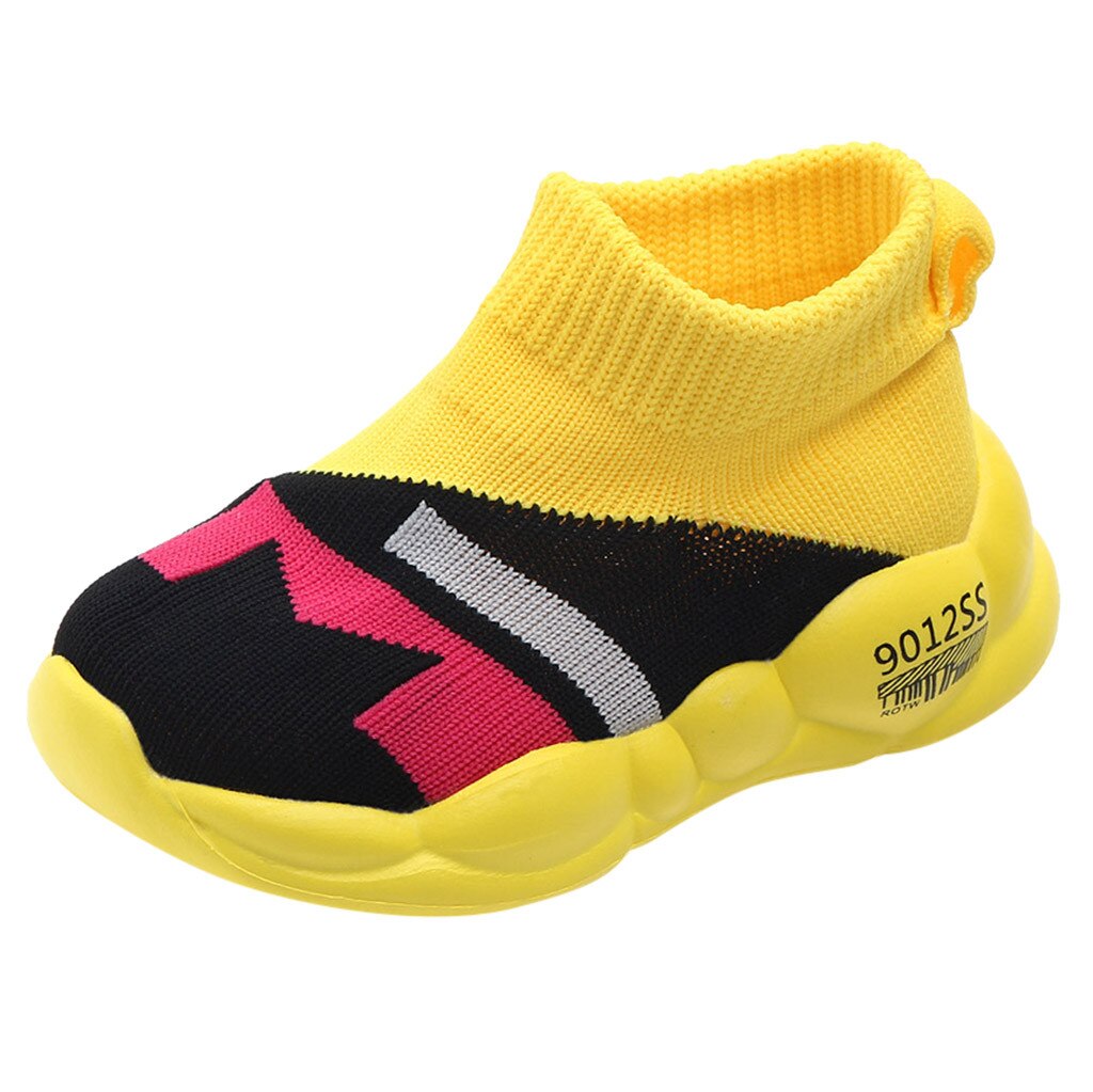 Mesh Zachte Kinderen Schoenen Slip-On Peuter Infant Kids Baby Meisjes Jongens Mode Print Sole Sport Schoenen Sneakers Кроссовки детские: Geel / 23