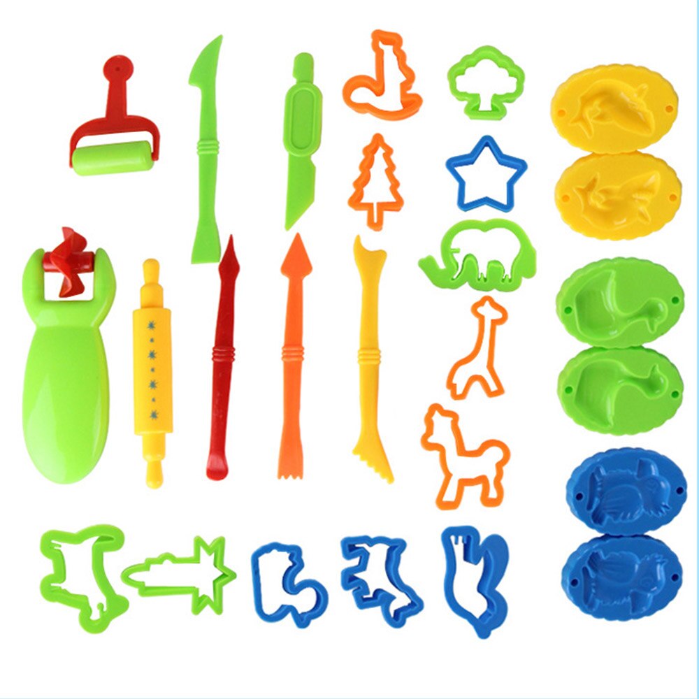 26pcs/set Kids DIY Clay Tool Dough Play Tools Cutters Various Shapes Include of Cutters Models Animal Molds Rolling Pin