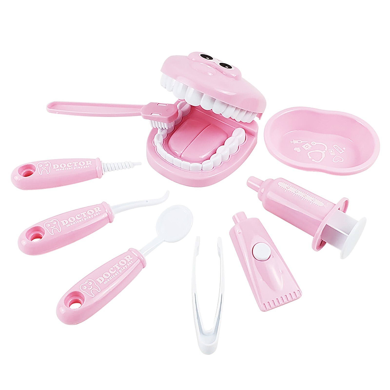 9 unids/set niños juguete para juego de imitación dentista revisa los dientes de modelo para los médicos papel jugar a casa padre-hijo interactivo juguetes educativos: C