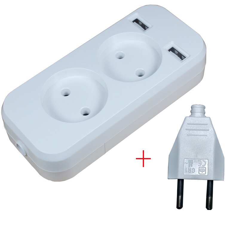 USB extension Socket charger Double USB Port 5V 2A Usb wood tree color usb murale FZ-04: white with plug