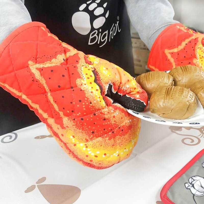 2PC Lobster Claw Kitchen Oven Mitts Quilted Cotton Microwave Oven Gloves Heat Resistant Nonslip for Cooking BBQ Baking