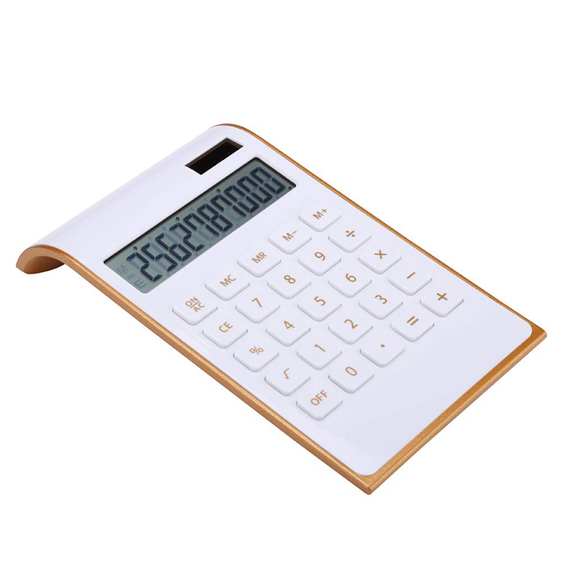 Calculator, Slim , Office/Home Electronics, Dual Powered Desktop Calculator, Solar Power, 10 Digits, Tilted LCD Di