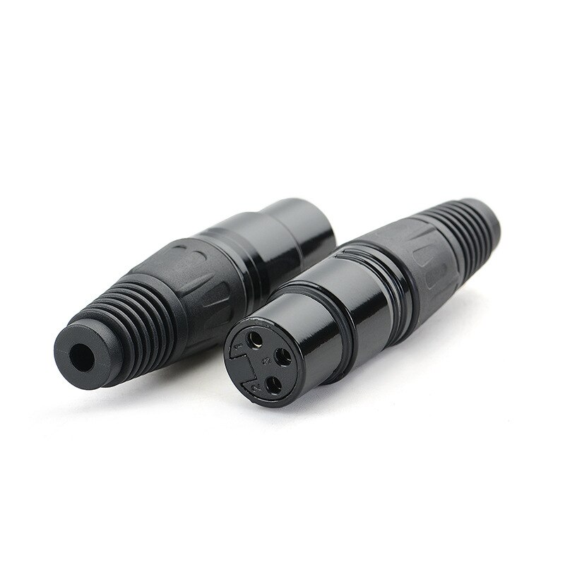 1 Pcs Plated Xlr 3 Pin Mannelijke En Vrouwelijke Zwarte Microfoon Plug Pin Connector Audio Connector