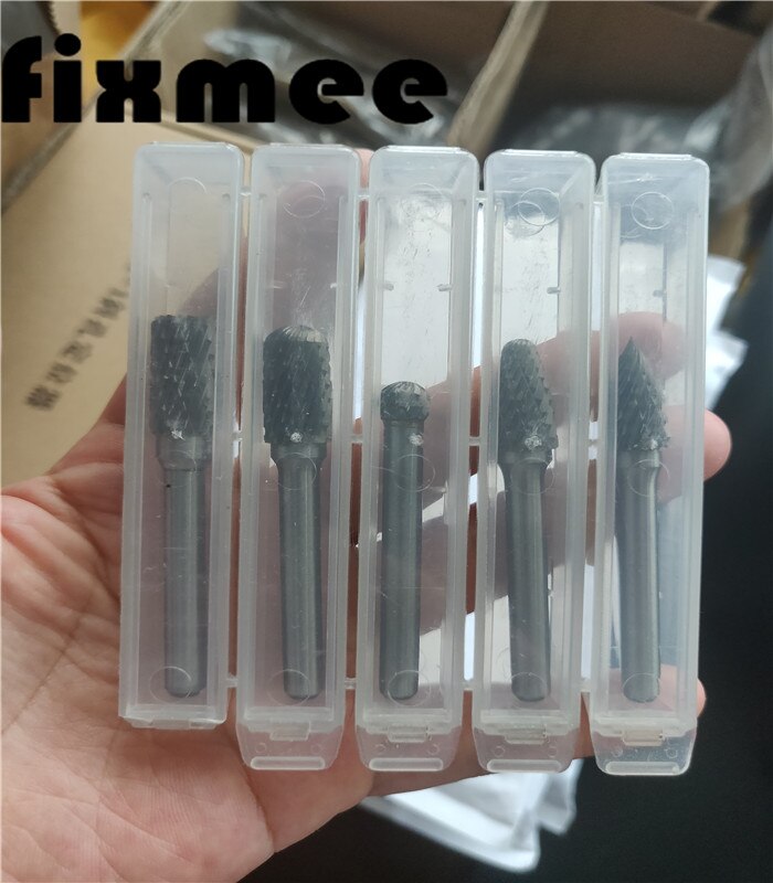 Fixmit – lime de coupe rotative en carbure de tungstène, 5 pièces, tige de 1/4 pouces, fraise de 10mm