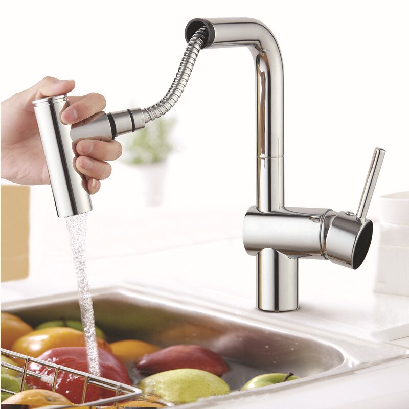 Multifonction robinet douche buse cuisine évier tirer robinet buse pulvérisateur noir argent petite douche tirer tête