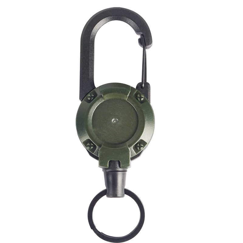 LLavero elástico para exteriores, cuerda de alambre de acero antirrobo, hebilla fácil de tirar, cuerda elástica, movimiento retráctil, antipérdida: Verde