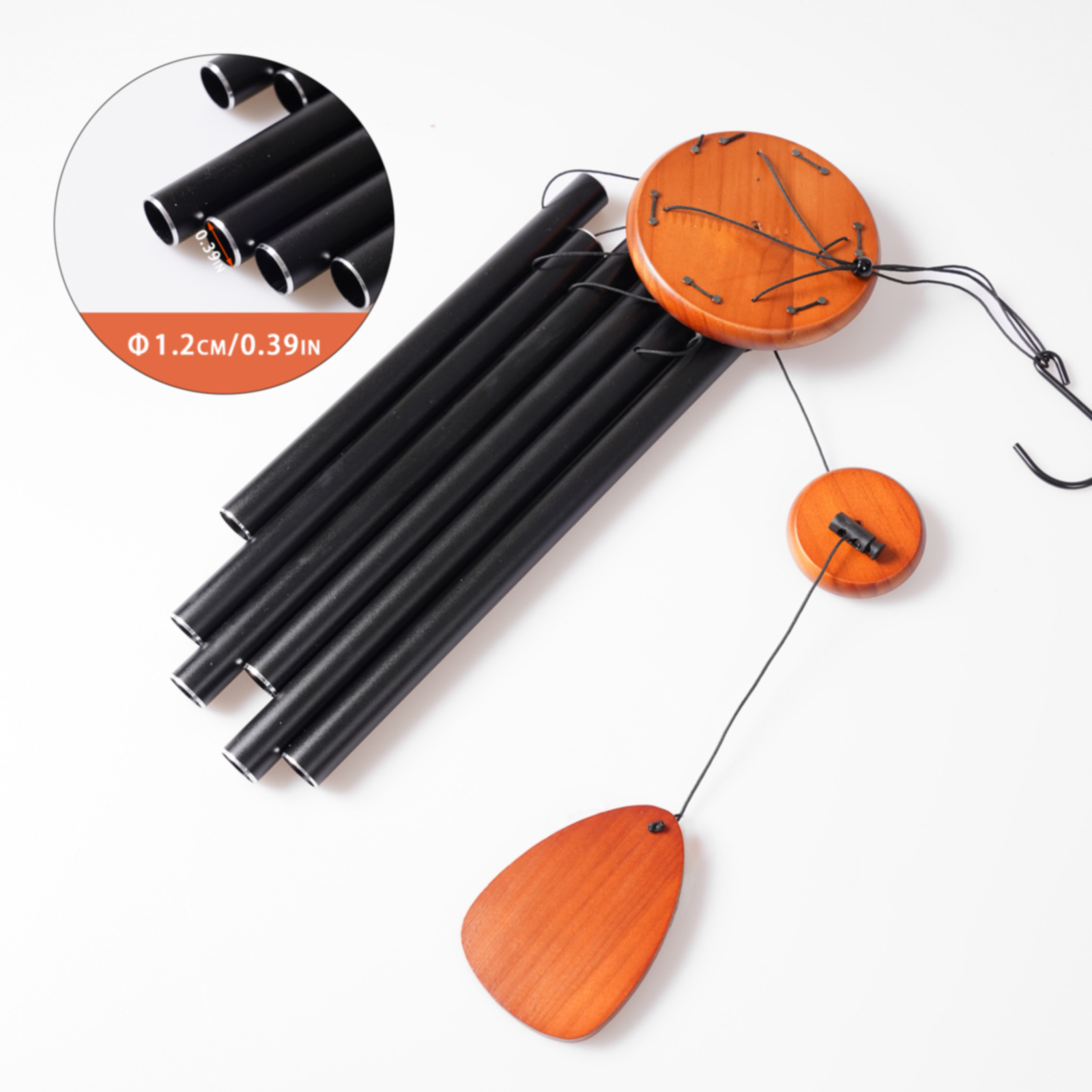 Campana de carillón de viento de Metal, 37 pulgadas, 6 tubos de aluminio hechos a mano para decoración de jardín al aire libre, Patio, hogar, decoración Zen, meditación