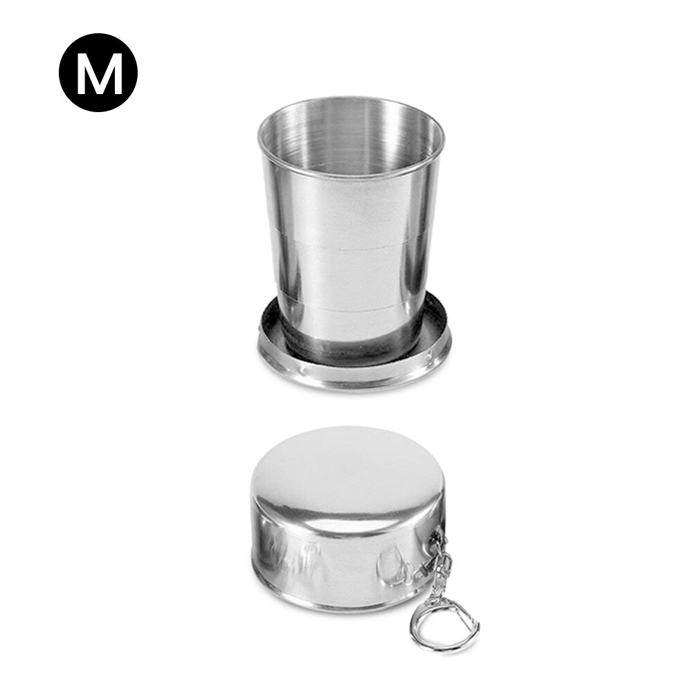 50Ml/65Ml/75Ml Rvs Folding Cup Draagbare Outdoor Reizen Camping Telescopische Cup Met Sleutelhanger water Koffie Handcup: M