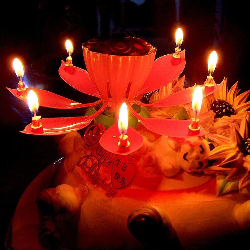 Korte Romantische Muzikale Kaars Lotus Bloem Party Art Gelukkige Verjaardag Kaars Lights Party Diy Taart Decoratie Voor Kids