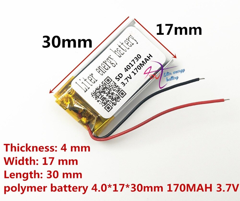 Bedste batteri mærke størrelse 401730 3.7v 170 mah lithium polymer batteri med beskyttelseskort til  mp3 mp4 mp5 gps digitale produkter fr