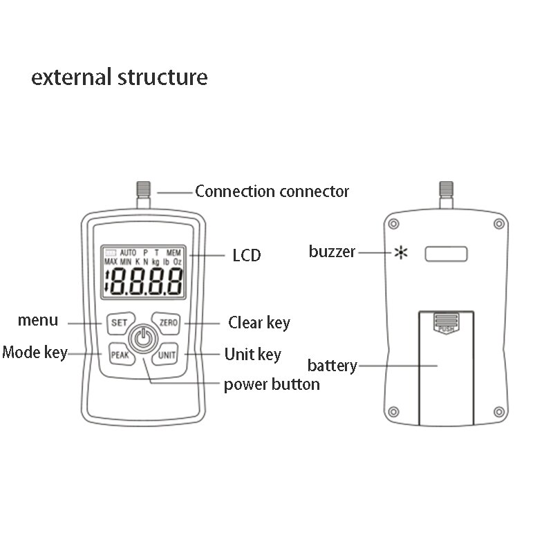 ZMF-500 Digital Display Push Pull Tester Spring Dynamometer High Precision Pull Pressure Gauge Portable Pull Tester