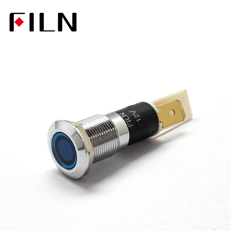 FILN 12mm Chroom Metalen LED Pilot Panel Dash Signal Indicator lamp Auto Boot Marine waarschuwingslampje 3 v 6 v 12 v 24 v 110 v 220 v